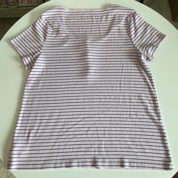 Old Navy Short Sleeve Pink & Navy Blue Striped Henley Top - Picture 4 of 4